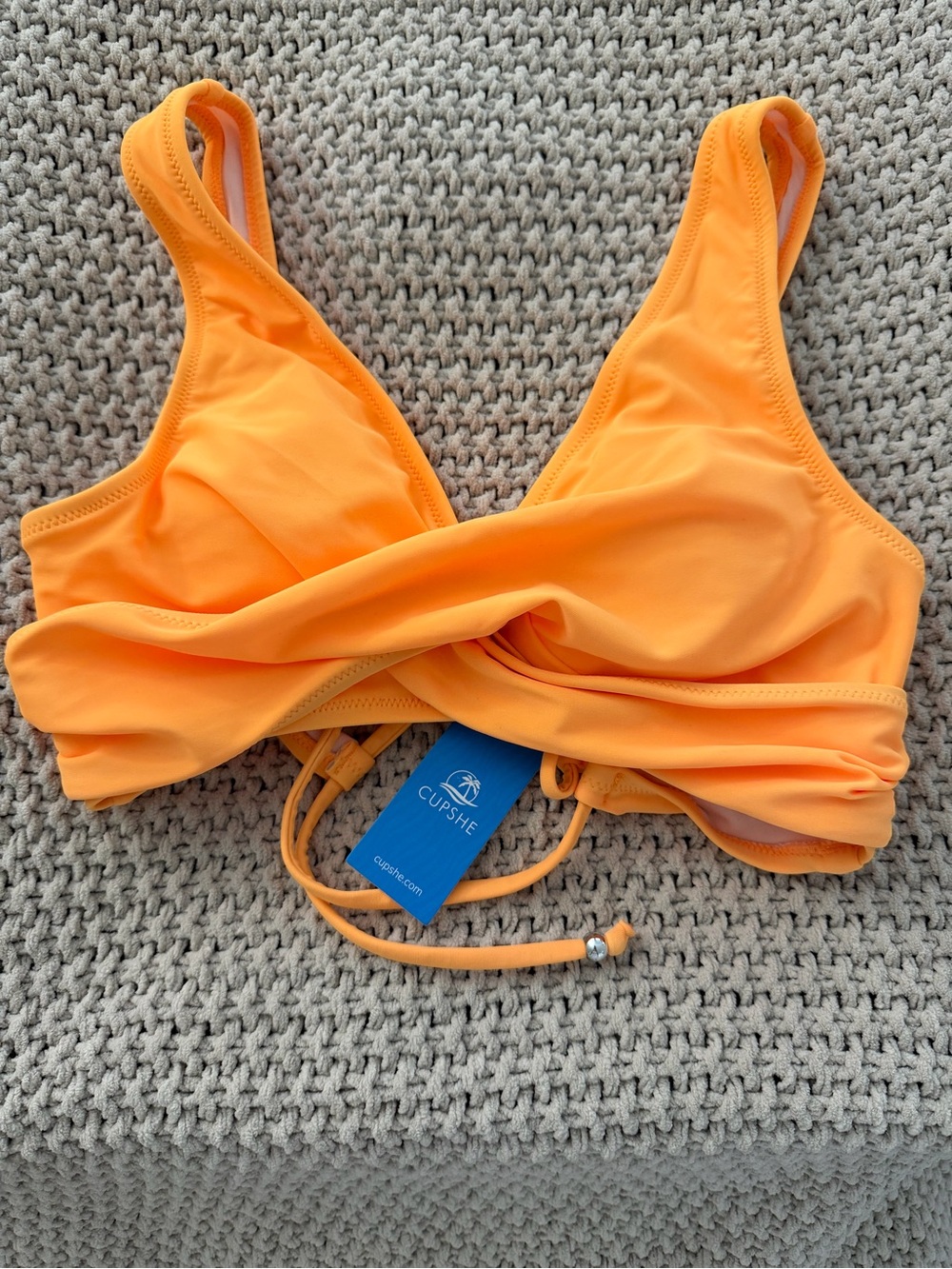 Cupshe Vibrant Orange Twist-Front Bikini Top